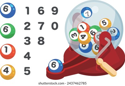 Editable Vector Illustration of Lottery Draw Machine: Customizable Numbers for Jackpot Excitement