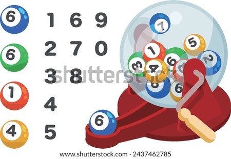 Editable Vector Illustration of Lottery Draw Machine: Customizable Numbers for Jackpot Excitement