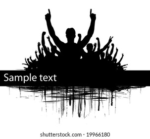 Editable vector illustration of men celebrating with copy space and all individual people as separate objects