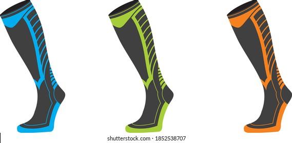 editable vector illustration of a modern running compression socks design concept .