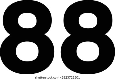 Editable vector illustration of the number Eighty Eight for education, counting, numbering, worksheets, typography, and creative graphic design projects.