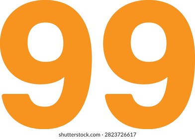 Editable vector illustration of the number Ninety Nine for education, counting, numbering, worksheets, typography, and creative graphic design projects.