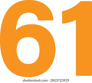 Editable vector illustration of the number Sixty One for education, counting, numbering, worksheets, typography, and creative graphic design projects.
