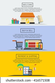 Editable Vector Illustration of Online Shopping Text Background in Flat Style for Marketing Purposes