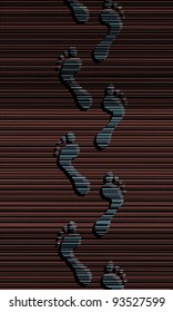 Editable vector illustration of a person's footprints across stripes