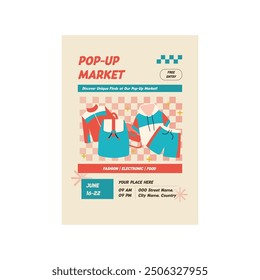 Editable vector illustration of pop-up market flyer poster template for the marketplace