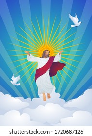 Editable vector illustration poster of Ascension Day of Jesus. Just add title or text as required.