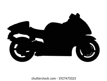 an editable vector illustration of racing motorcycle as black silhouette