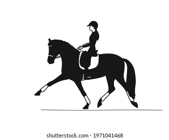Editable vector illustration of a rider on a horse