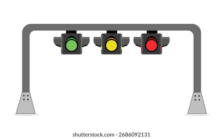 Ilustração vetorial editável de luzes de controle de tráfego rodoviário na estrutura metálica.