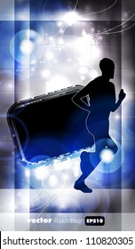 Editable vector illustration of a running man