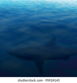 Editable vector illustration of a shark shadow underwater made using a gradient mesh