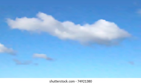 Editable Vector Illustration Of A Single Cloud In A Blue Sky Made With A Gradient Mesh