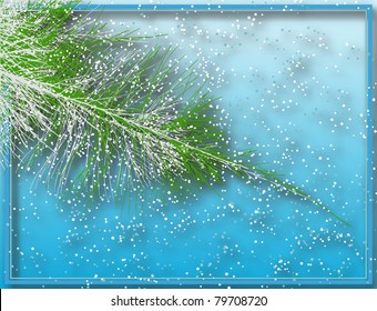 Editable vector illustration of a sparkling Christmas tree branch with background shadow made using a gradient mesh