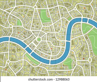 Editable vector illustration of a street map without names