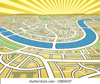 Editable vector illustration of a street map landscape