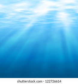 Editable vector illustration of sunlight filtering under water made using a gradient mesh