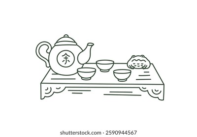 Editable Vector Illustration of Tea Ceremony Set