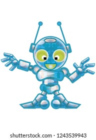 Editable vector illustration of a transparent robot