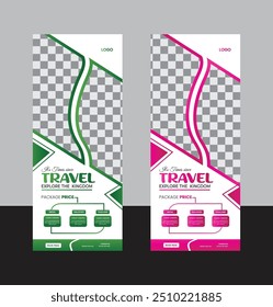 Editable Vector Illustration Travel Rull Up Banner Design Template