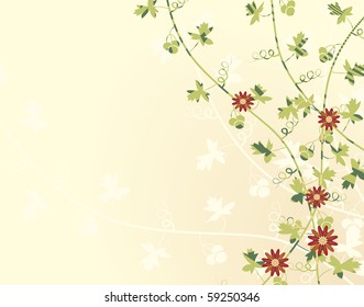 Editable vector illustration of vines with flowers