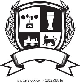 editable vector illustration of a vintage retro beer craft brewing crest emblem.
