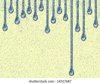 Editable vector illustration of water drips with copy-space and grunge