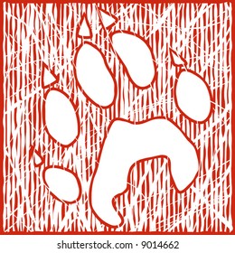 Editable vector illustration of a wolf paw print