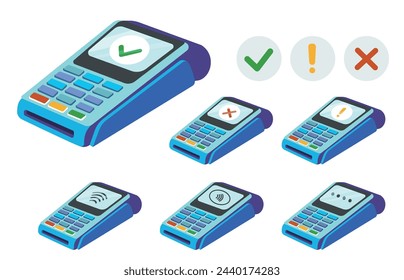 Editable Vector Illustrations: Contactless Mobile Payment. Contactless Mobile Payment Transactions and Wireless Payment Technology