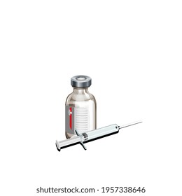 An editable vector illustrations of vaccine bottle with syring
