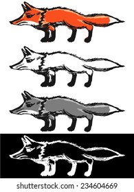 Editable vector illustrations in variations, red fox