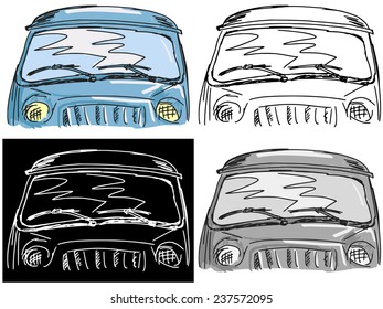 Editable vector illustrations in variations, windscreen