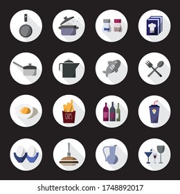 Editable vector image. Food stamp icons. Funny shaded pictures.