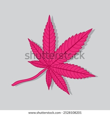 Editable vector image of a pink marijuana leaf