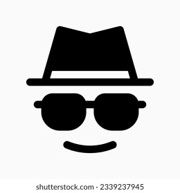 Icono de usuario de gafas de incógnito vectorial editable. Negro, estilo de línea, fondo blanco transparente. Parte de una familia de iconos grandes. Perfecto para interfaces web y de aplicaciones, presentaciones, infografías, etc