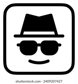 Editable vector incognito hat glasses user icon. Black, line style, transparent white background. Part of a big icon set family. Perfect for web and app interfaces, presentations, infographics, etc