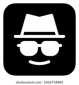 Editable vector incognito hat glasses user icon. Black, line style, transparent white background. Part of a big icon set family. Perfect for web and app interfaces, presentations, infographics, etc