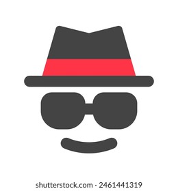 Editierbare Vektorgrafik inkognito Hutbrille Benutzersymbol. Schwarz, Linienstil, transparenter weißer Hintergrund. Teil einer großen Icon-Set-Familie. Ideal für Web- und App-Interfaces, Präsentationen, Infografiken usw