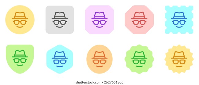 Editable vector incognito hat glasses user icon. Black, line style, transparent white background. Part of a big icon set family. Perfect for web and app interfaces, presentations, infographics, etc
