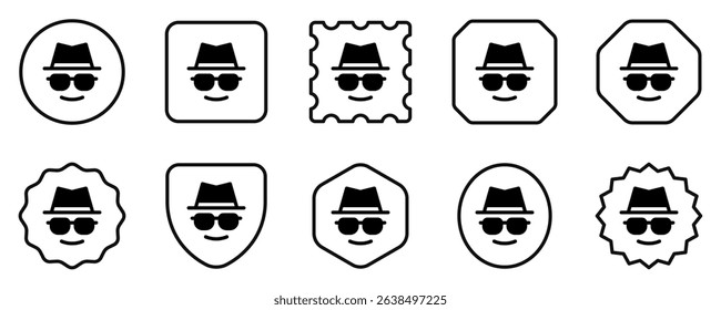 Editable vector incognito hat glasses user icon. Black, line style, transparent white background. Part of a big icon set family. Perfect for web and app interfaces, presentations, infographics, etc