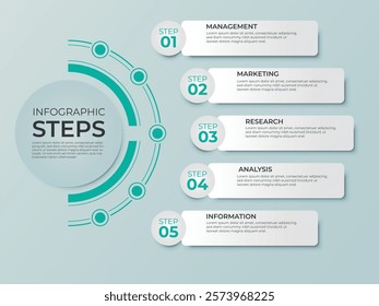 Editable Vector Infographic Template 5-Step Process Diagram or Workflow Layout