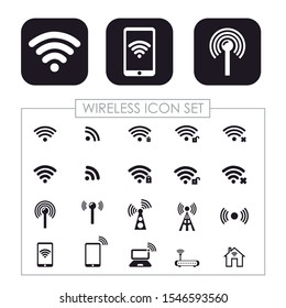 Editable vector. Internet icons. Different wireless icons.
