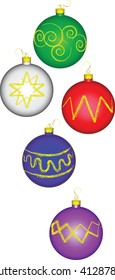 editable vector of isolated and individually grouped christmas tree bulbs created for layouts relating to the christmas holiday.