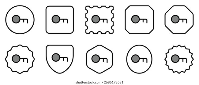 Ícone de logon de senha de palavra-chave de vetor editável. Preto, estilo de linha, fundo branco transparente. Parte de uma grande família de conjuntos de ícones. Perfeito para interfaces web e app, apresentações, infográficos, etc