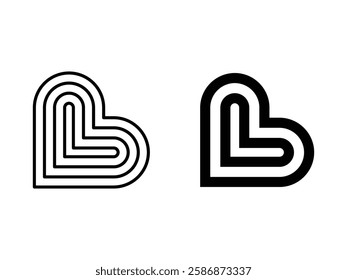 editable vector L letter as heart symbol design illustration isolated on transparent background