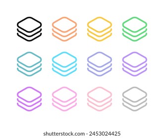 Editable vector layers icon. Black, line style, transparent white background. Part of a big icon set family. Perfect for web and app interfaces, presentations, infographics, etc