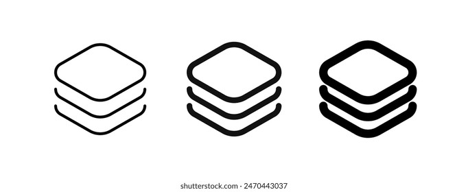 Editable vector layers icon. Black, line style, transparent white background. Part of a big icon set family. Perfect for web and app interfaces, presentations, infographics, etc