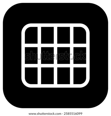 Editable vector layout grid icon. Black, line style, transparent white background. Part of a big icon set family. Perfect for web and app interfaces, presentations, infographics, etc