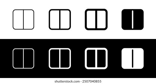 Editable vector layout split screen column icon. Black, line style, transparent white background. Part of a big icon set family. Perfect for web and app interfaces, presentations, infographics, etc