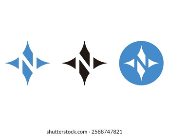 editable vector letter N north with star symbol design illustration isolated on transparent background